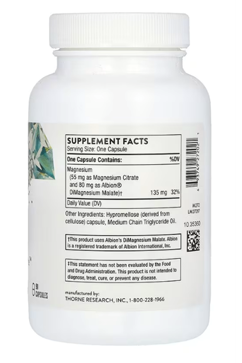 Thorne, Magnesium CitraMate, 90 Capsules (135 mg per Capsule).