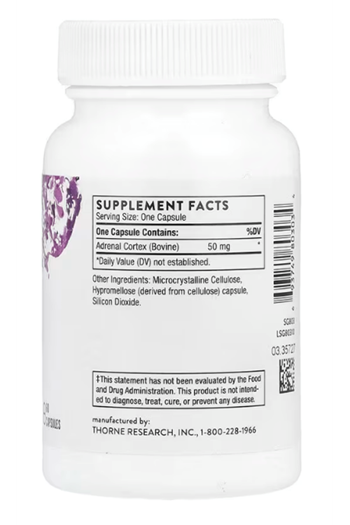 Thorne, Adrenal Cortex, 60 Capsules (50 mg per Capsule).