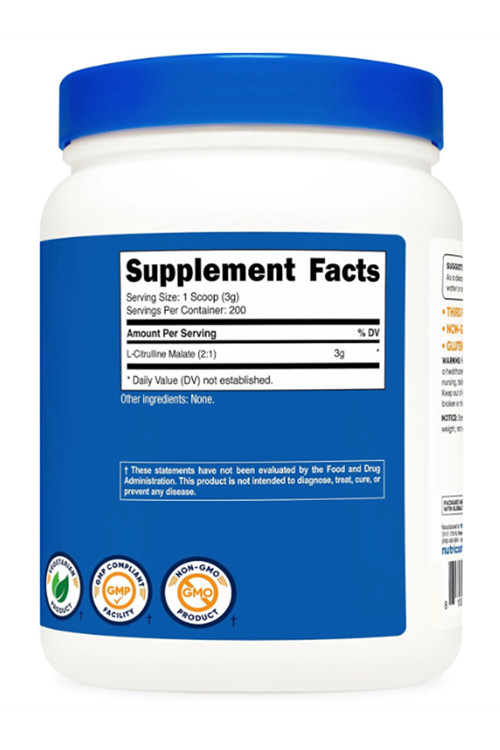 Nutricost L-Citrulline Malate (2:1) Powder (600 Grams).