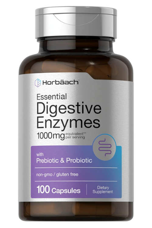 Horbaach Essential Digestive Enzymes 100 Capsules Enzyme Blend for Men & Women Non-GMO  Gluten Free.