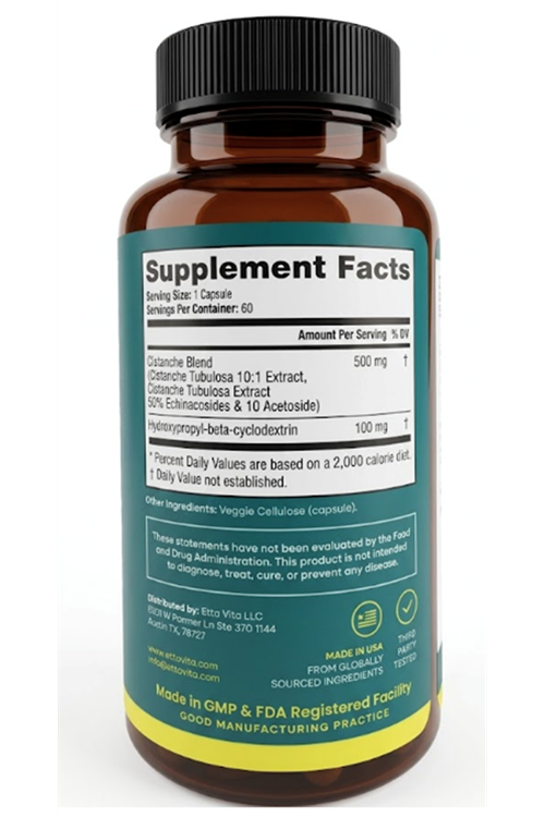 Etta Vita Cistanche Tubulosa 60 Vegie Capsules.Made ın Usa.