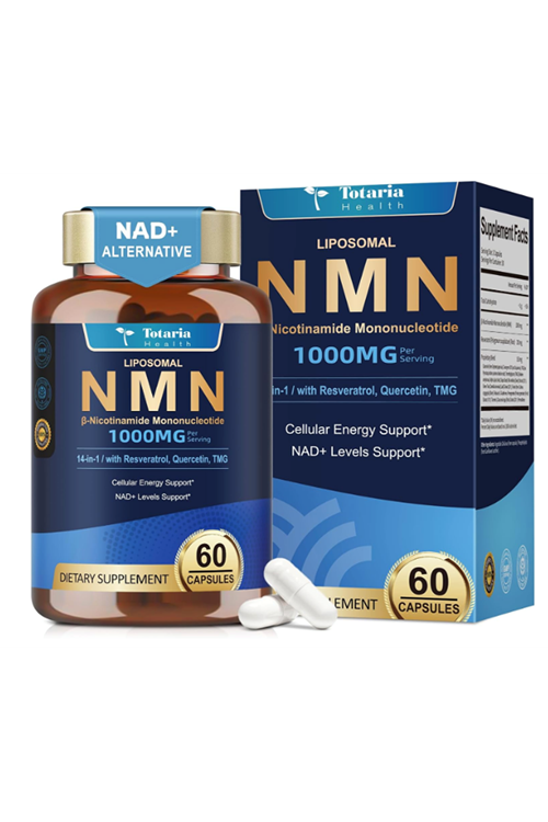 Totaria Liposomal NMN 1000mg, 60 Capsul,14-in-1 Resveratrol Complex with CoQ10, TMG, Quercetin, ALA, PQQ, NAD Levels, Cellular Energy  Healthy Aging.