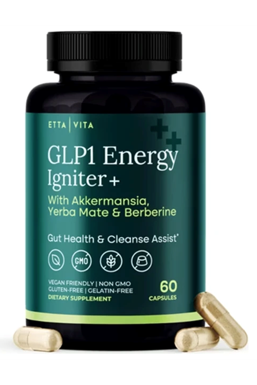 Etta Vita GLP1 Energy Igniter+ 60 Capsul Weight Loss  Energy - Appetite Suppressant  Fat Burner for women and men with Berberine, Yerba Mate, Psyllium Husk, Senna Leaf, Lemon, Black Garlic - Digestive Broom.Made ın Usa.