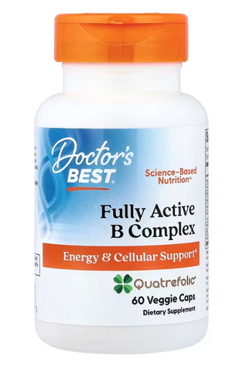 Doctor's Best Fully Active B Complex with Quatrefolic 60 Veggie Caps (B1-B2-B3-B6-B12-BİOTİN-VİTA.C).45.