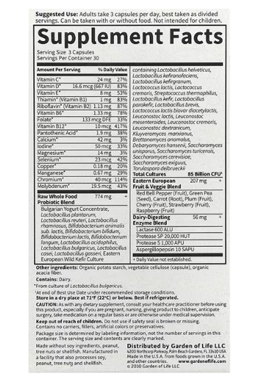 Garden of Life, RAW Probiotics, Women 50 & Wiser, 90 Vegetarian Capsules.