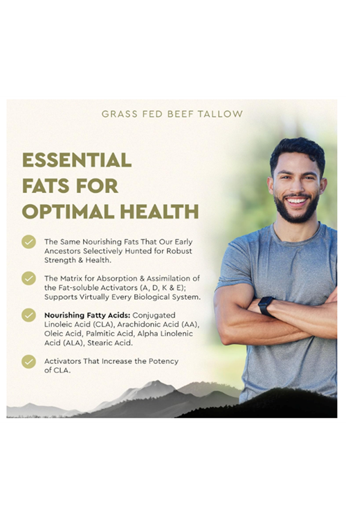Ancestral Supplements Grass Fed Beef Tallow 3000mg 180 Capsul. Nourishing Kidney Fat Bones, Teeth, Gums, Skin, Immune and Overall Health.