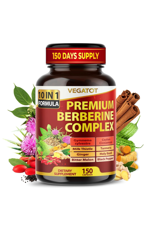 VEGATOT GlucoSavior Berberine 150 Capsul Ceylon Cinnamon, Bitter Melon, Gymnema - Immune, Heart Health  Gastrointestinal Function.