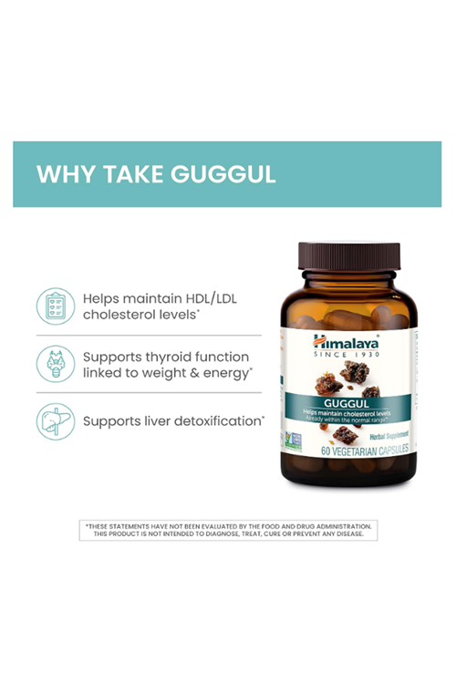 Himalaya Guggul  Herbal Liver Detox Cholesterol HDL & LDL - Vegan Non-GMO Gluten Free 720mg, 60 Capsul.