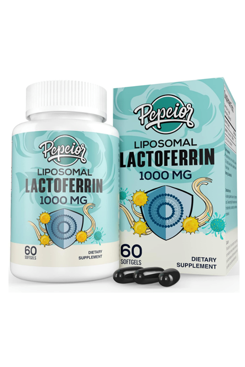 Pepeior Liposomal Bovine Lactoferrin 1000mg - Higher Absorption - for Iron Absorption  Immune Function, 60 Softgels.