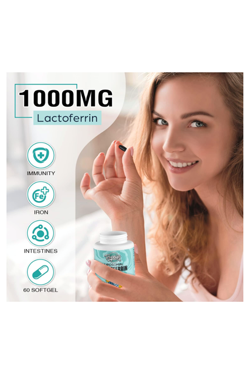 Pepeior Liposomal Bovine Lactoferrin 1000mg - Higher Absorption - for Iron Absorption  Immune Function, 60 Softgels.