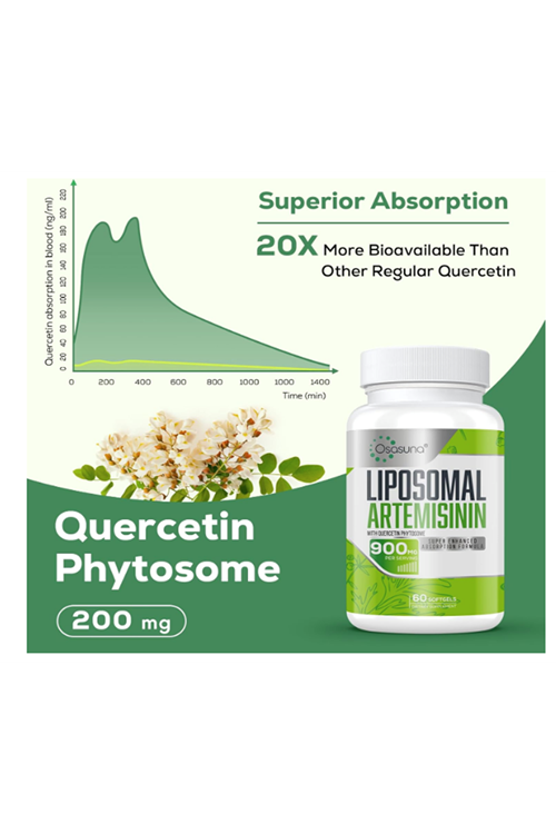 Osasuna Liposomal Artemisinin 900mg 60 Softgels Maximum Absorption, Sweet Wormwood Extract(Artemisia Annua) with Quercetin Phytosome.