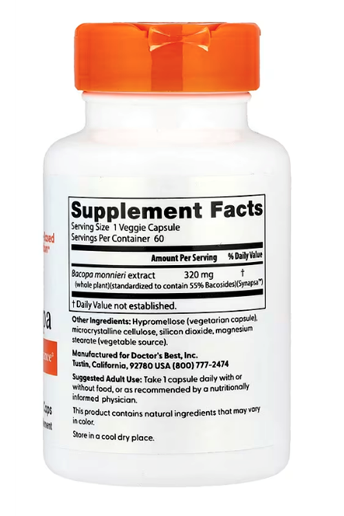 Doctor's Best, Bacopa with Synapsa, 320 mg, 60 Veggie Capsul.Usa version.47.