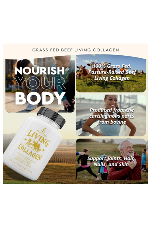 Ancestral Supplements (Ösg Özel Sporcu Gıdaları) Grass Fed Beef Living Collagen 3000mg 180 Capsul.Orj Usa.