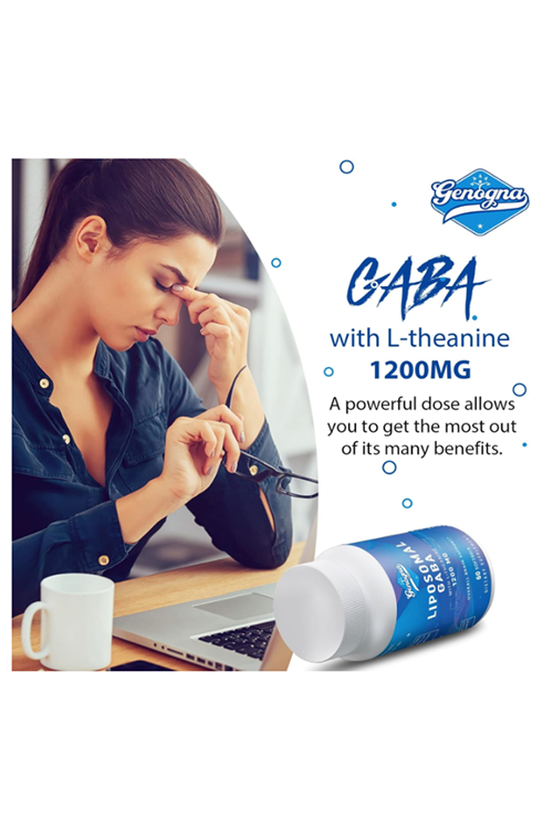 Genogna Liposomal GABA with L-Theanine Supplement 1200mg - High Bioavailable, 60 Capsul.