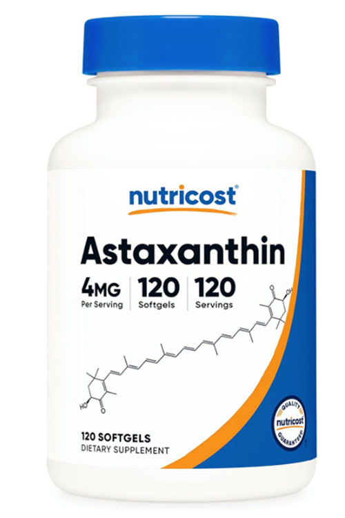 Nutricost  Astaxanthin 4mg, Gluten Free and Non-GMO, 120 Softgels.