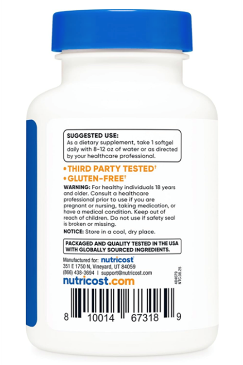 Nutricost  Astaxanthin 4mg, Gluten Free and Non-GMO, 120 Softgels.