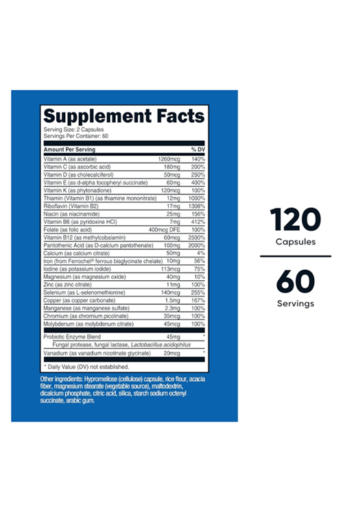 Nutricost  Multivitamin with Probiotics 120 Vegetarian Capsul.