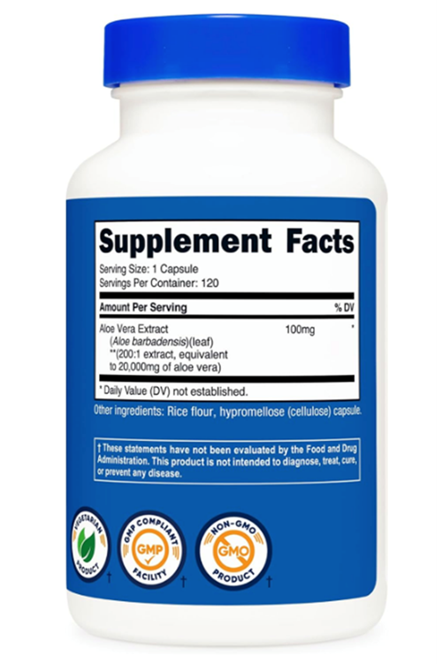 Nutricost  Aloe Vera Extract 120 Capsules.