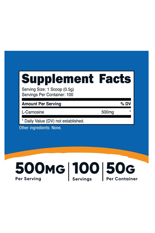 Nutricost  L-Carnosine Powder 50 Grams (100 Servings).