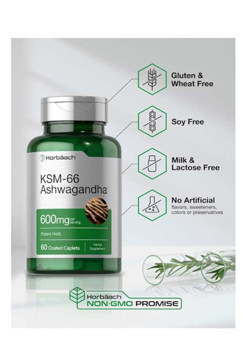 Horbaach  KSM-66  with L-Theanine 60 Coated Caplets.