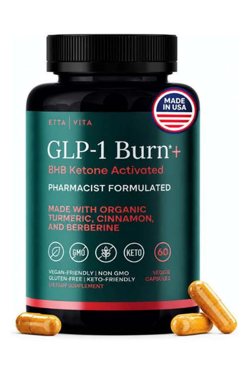 Etta Vita Keto Burn  GLP-1 Weight Loss Appetite Suppressant,Metabolic Health BHB Raspberry Ketones, Apple Cider Vinegar, Berberine HCL 60 Vegie Capsules.Made ın Usa.