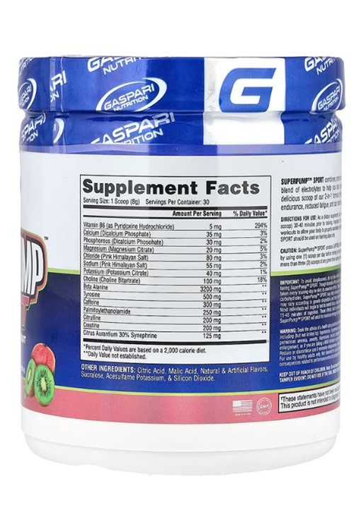 Gaspari Nutrition SuperPump Sport Hydrating Pre-Workout 240 gr.Made ın Usa.