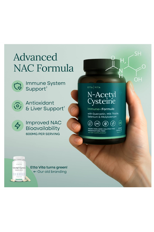 Etta Vita N-Acetyl Cysteine Liver Detox Cleanse  600mg 60 Veg Capsul.(Ösg Özel Sporcu Gıdaları)