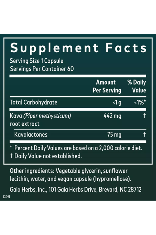 Gaia Herbs Kava Root -  60 Vegan Liquid Phyto-Caps 442mg. USA MENŞEİ.