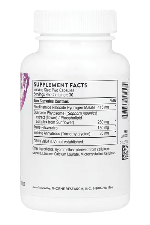 THORNE  ResveraCel  Nicotinamide Riboside Quercetin Phytosome Resveratrol  60 Capsul.Orj Abd Menşei.