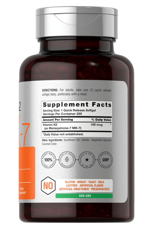 Horbäach  Vitamin K2 MK7 100mcg  250 Softgels.Orj Abd.