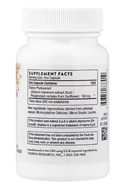 Thorne Milk Thistle Phytosome 90 Capsul (180 mg per Capsule).Orj Abd Menşei.