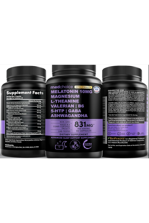 MEDCHOICE ÖSG ÖZEL SPORCU GIDALARI Extra Strength 10mg 90 Capsul-Magnezium-Asvaganda-Chamomile Extract-L-Theanine -Valerian Root.