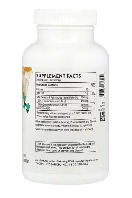 Thorne, Omega-3 with CoQ10, 90 Gelcaps.(Ösg Özel Sporcu Gıdaları).