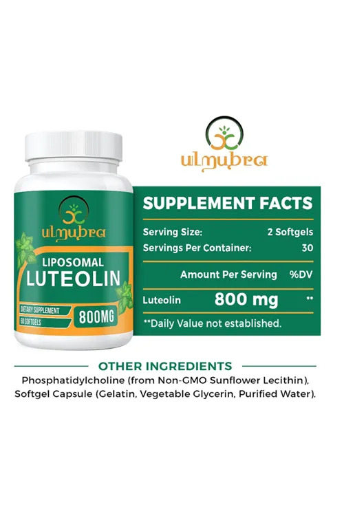 Ulmubra Liposomal Luteolin 800 MG 60 Softgels.(Ösg Özel Sporcu Gıdaları).