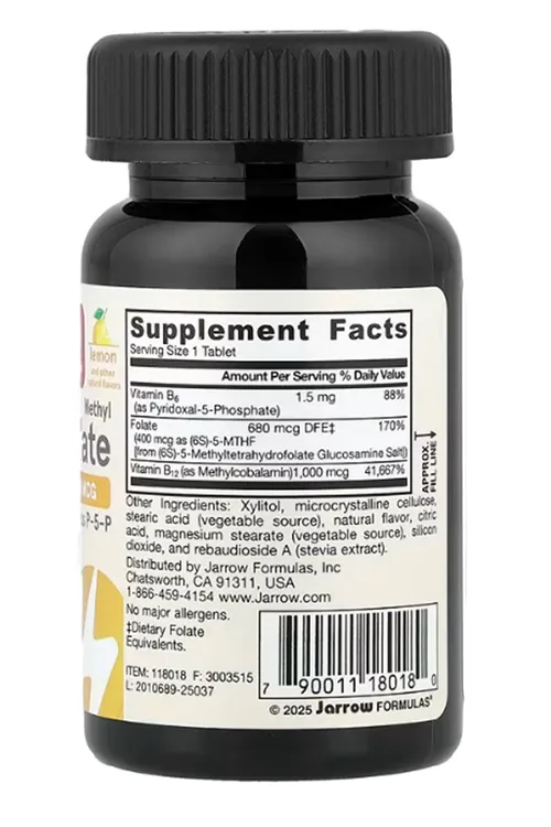 Jarrow Formulas Methyl B-12  Methyl Folate 100 Chewable Tablets.(Ösg Özel Sporcu Gıdaları)