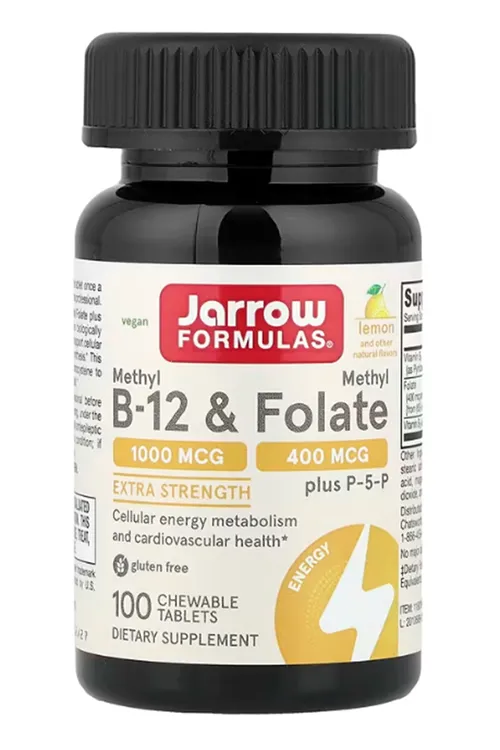 Jarrow Formulas Methyl B-12  Methyl Folate 100 Chewable Tablets.(Ösg Özel Sporcu Gıdaları)