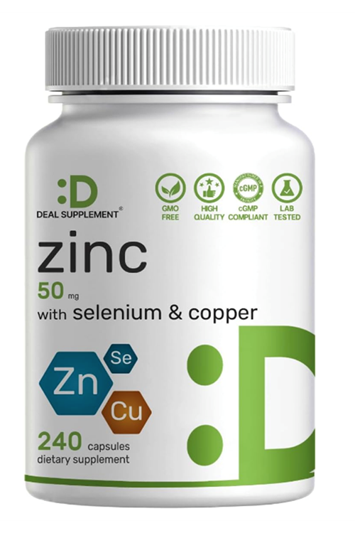 DEAL SUPPLEMENT Zinc Picolinate 50mg with Copper Selenium, 240 Capsul.(Ösg Özel Sporcu Gıdaları)