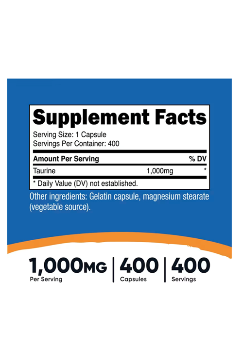 Nutricost, Taurine, 1,000 mg , 400 Capsules.