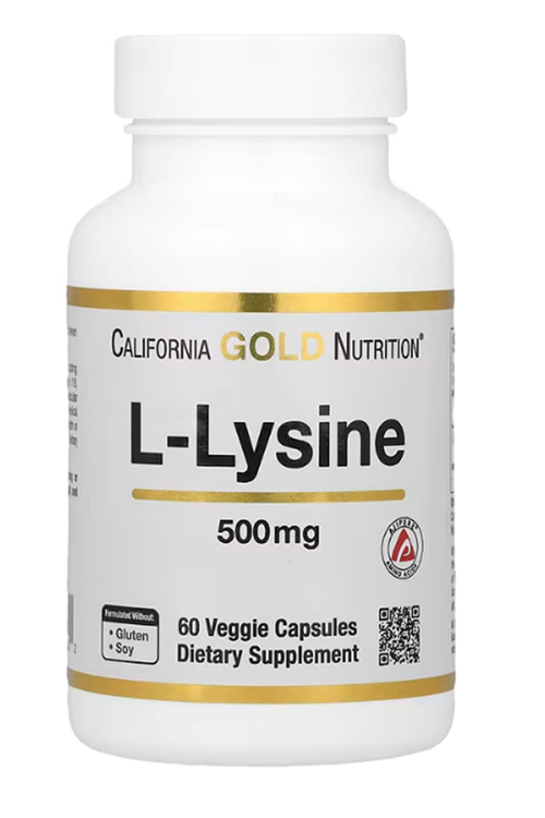 California Gold Nutrition, L-Lysine, 500 mg, 60 Veggie Capsules.
