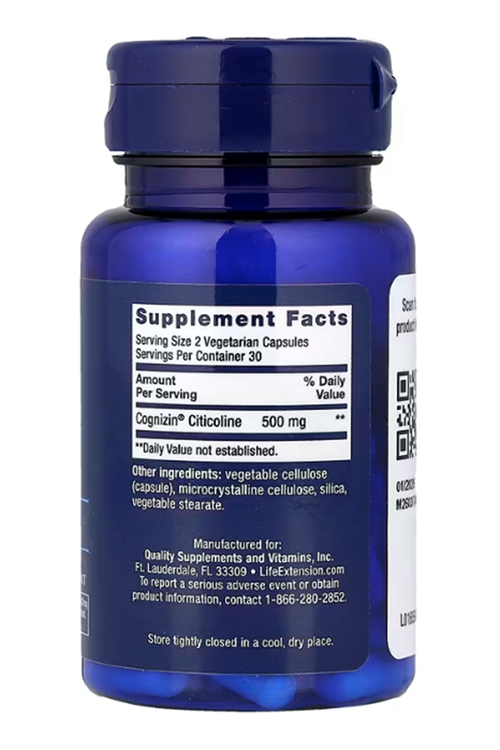Lıfe Extensıon, Citicoline (CDP-Choline), 60 Vegetarian Capsules.