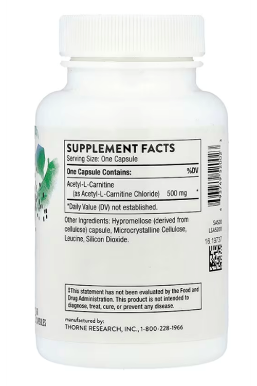 Thorne, Acetyl-L-Carnitine, 500 mg, 60 Capsules.Made ın Usa.