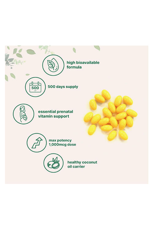 Micro Ingredients Folic Acid 1,000 mcg, 500 Coconut Oil Softgels.