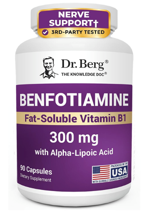 Dr. Berg Vitamin B1 Benfotiamine 300mg Nerve Support  90 Capsules.