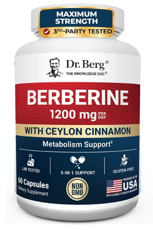 Dr. Berg Berberine 5-in-1 Formula, 60 Capsules – 1200 mg.Made ın Usa.
