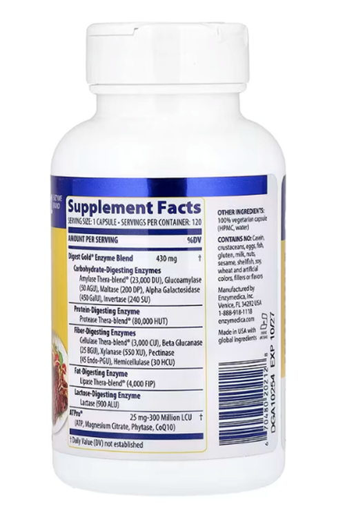 Enzymedica, Digest Gold® with ATPro®, 120 Capsules.