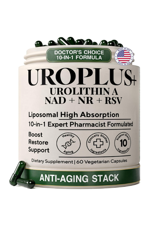 Plus+Ultra  Liposomal Urolithin A Complex, 1250mg with NAD+ NR, Resveratrol 60 Veg Capsul.