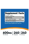 Nutricost N-Acetyl L-Cysteine 600mg, 240 Vegetarian Capsul.