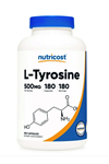Nutricost L-Tyrosine 500mg, 180 Capsules - Non-GMO & Gluten Free.Usa.3937