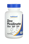 Nutricost Zinc Picolinate 50mg (240 Vegetarian Capsules) - Gluten Free & Non-GMO.TR YETKİLİ SATICISI.Abd Menşei.4147