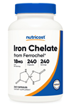 Nutricost Chelated Iron (from Ferrochel) 18mg, 240 Capsul.Tr Tek Yetkili SATICISI OZELSPORCUGIDALARI'DIR.3834